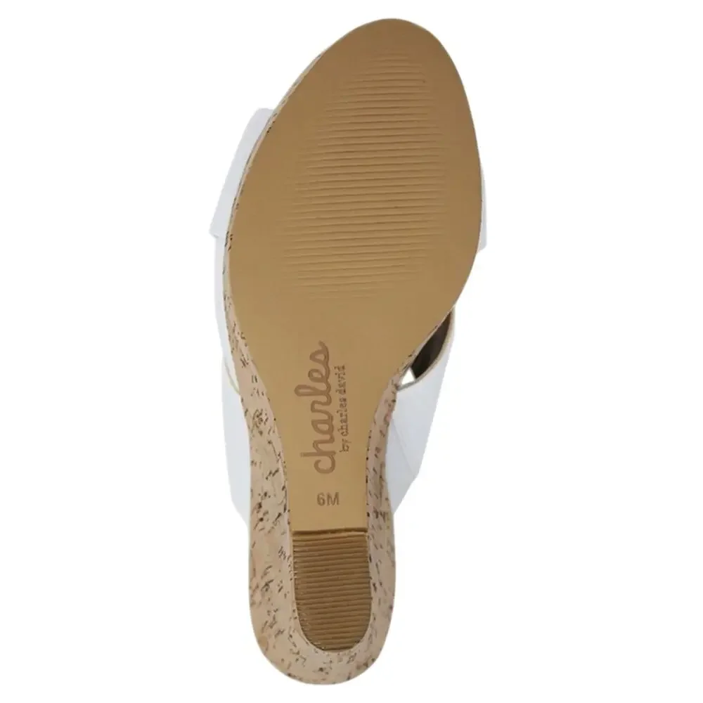 Charles By Charles David Wedge Platform White Sandal Size 11 Latrice Cork New